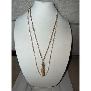 Gold Tone Fashion Tassel Necklace